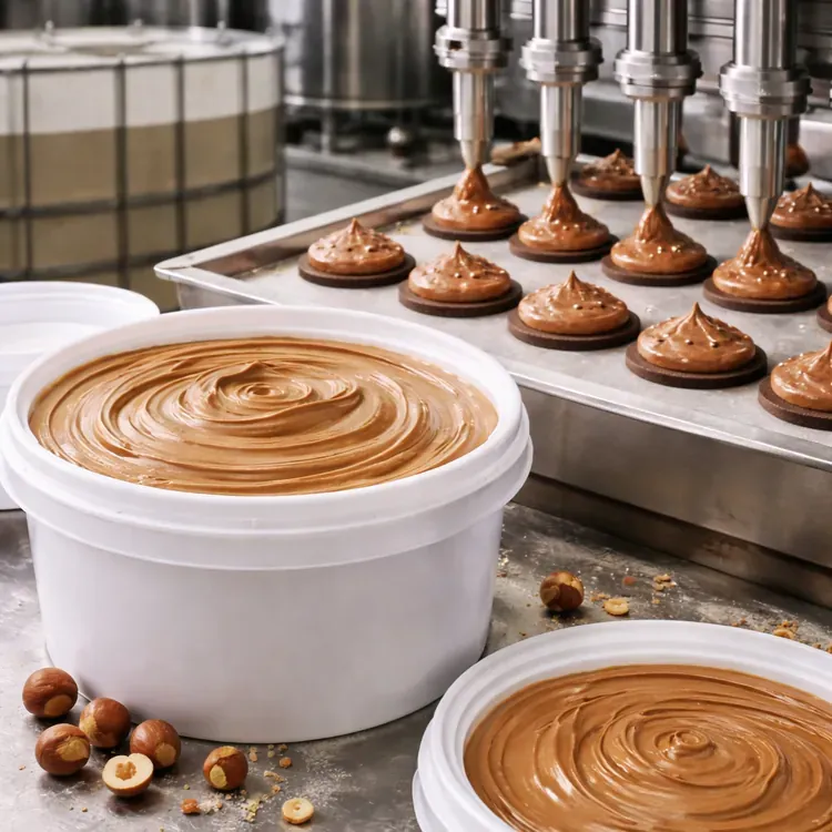 Hazelnut cream for industrial piping illustration