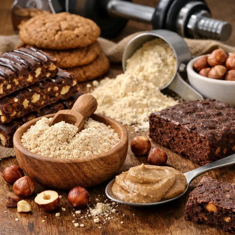 Hazelnut flour for sports nutrition baking illustration