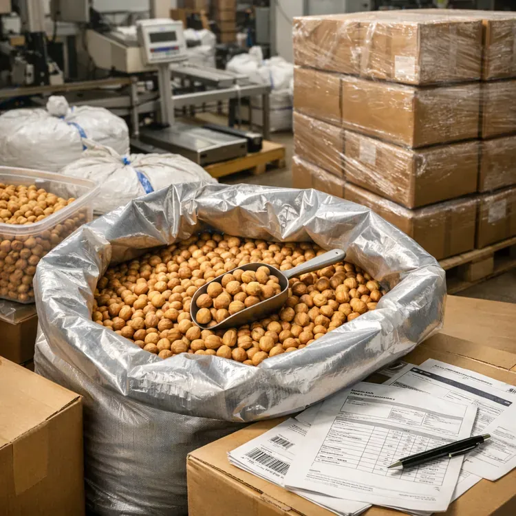 Hazelnut kernels for export repacking illustration