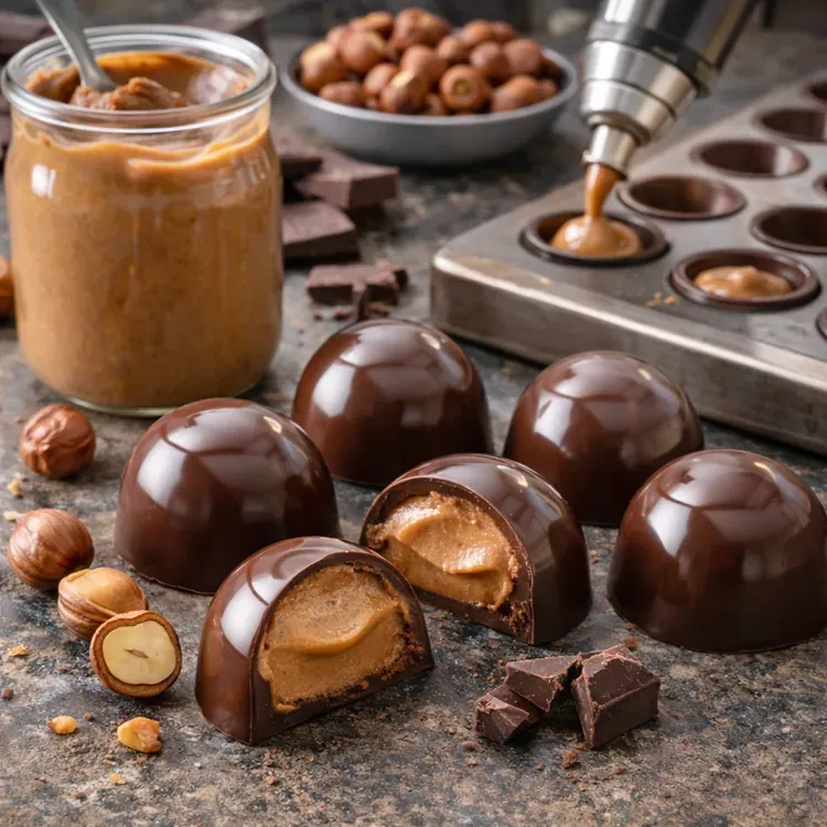 Hazelnut paste for chocolate fillings illustration