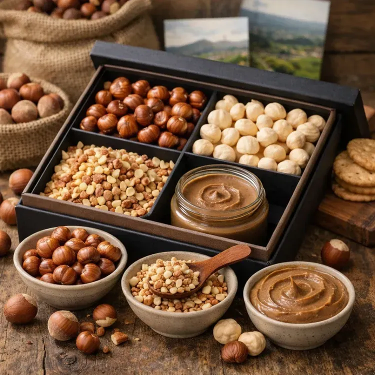 Single-origin hazelnut assortments illustration