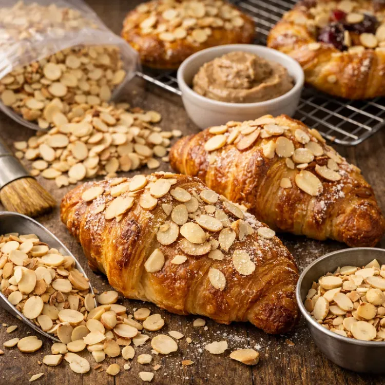Sliced hazelnuts for bakery lamination illustration